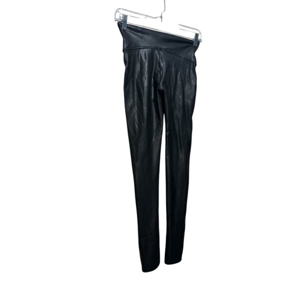 Spanx Faux Leather Leggings Womens Small Petite Black High Rise Stretch Gothic - Picture 14 of 16